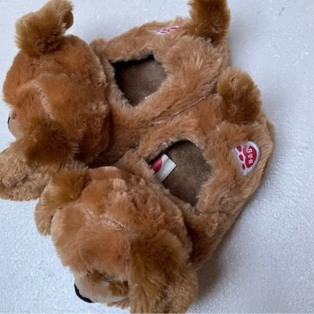 Build A Bear Dog Slippers Kids Small Puppy Dog Stuffed Animal Cozy Comfort Soft